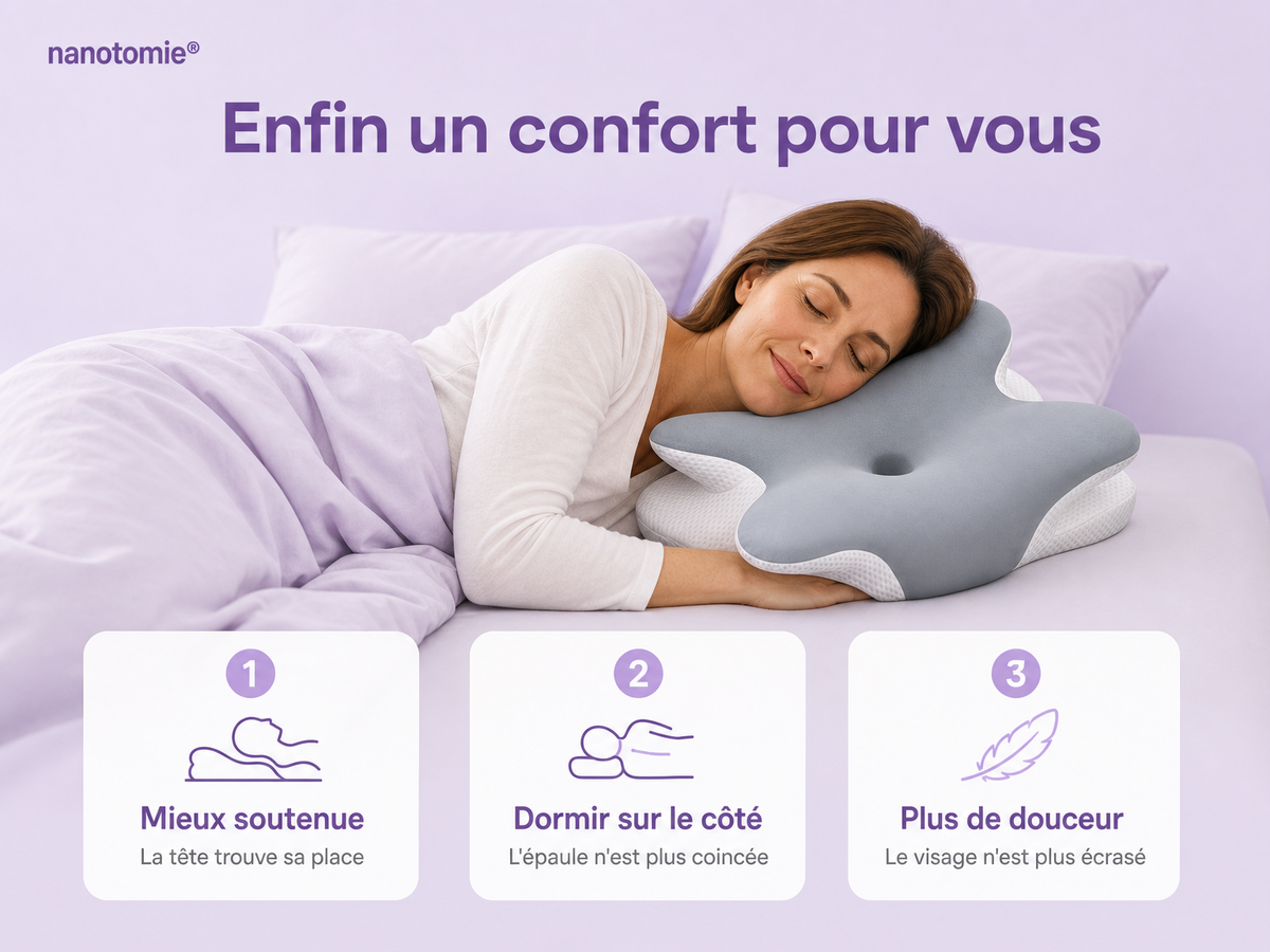 Détails annotés de l’oreiller nanotomie®