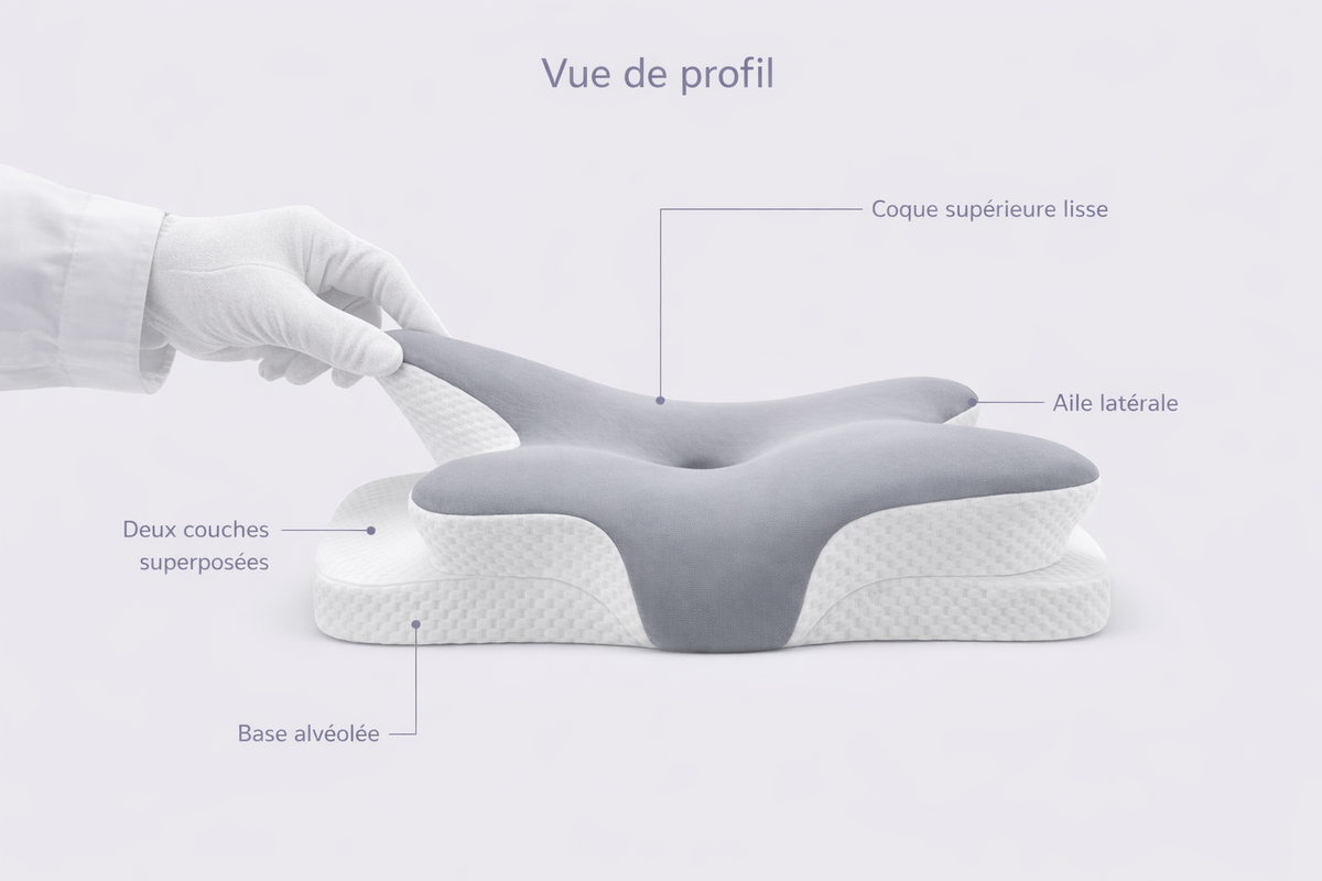 Coque lisse, base alvéolée