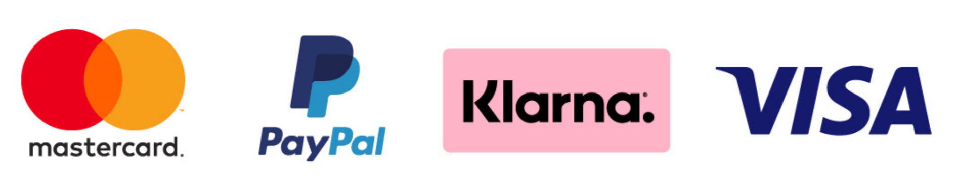 Mastercard, PayPal, Klarna, Visa